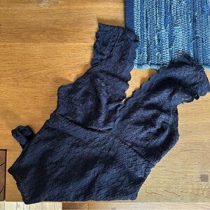 Free People Plunge Lace Bodysuit with Open Back Cut Out